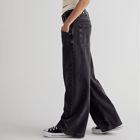 Free People Care Super Sweeper Wide Leg Flood Jeans - Picture 2 of 11